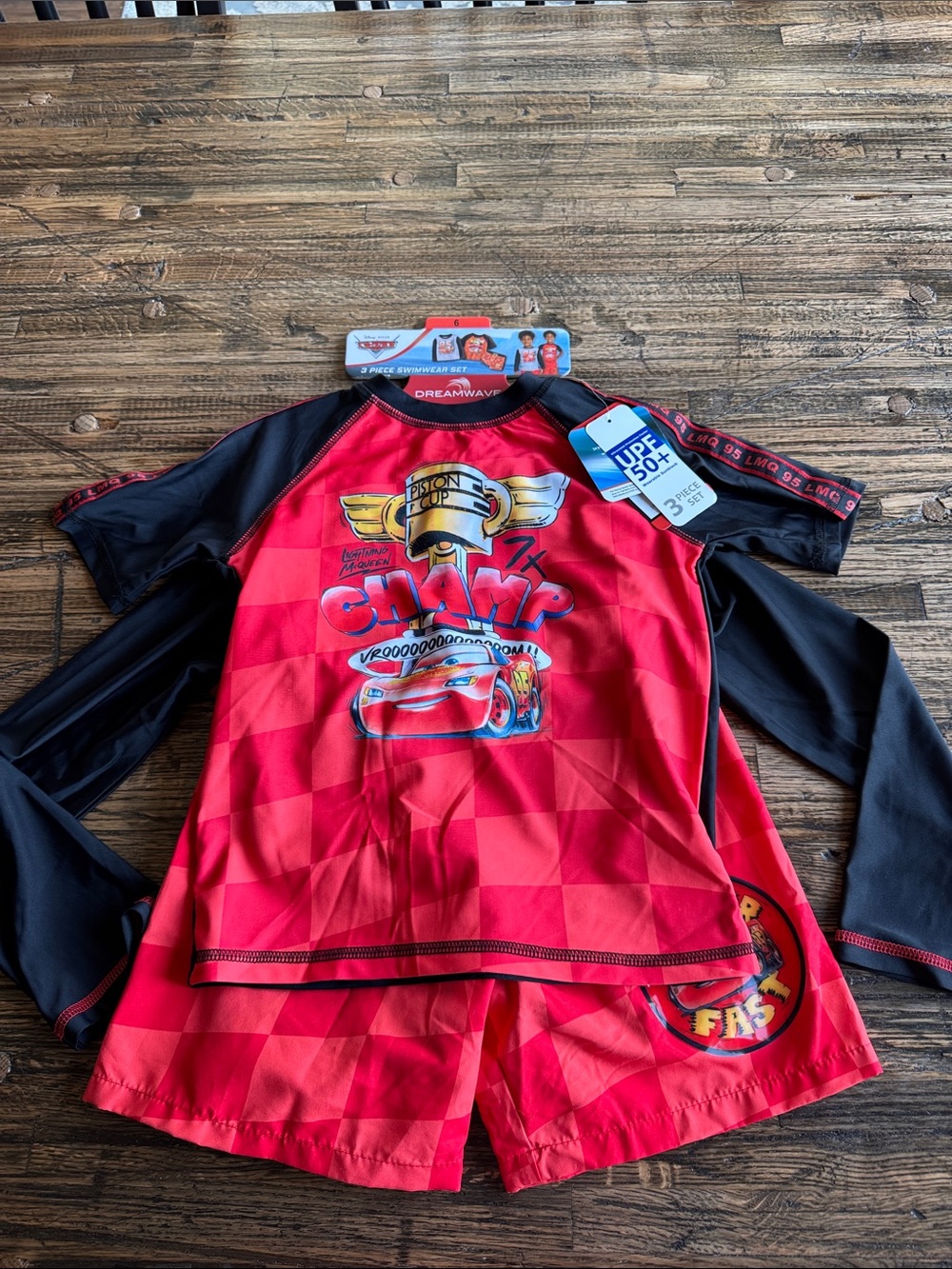 NWT. Disney Pixar Cars 3 Piece Swimwear Set.